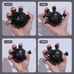  .Hand Strengthener in black shown during finger press grip reps for hand and forearm strength training