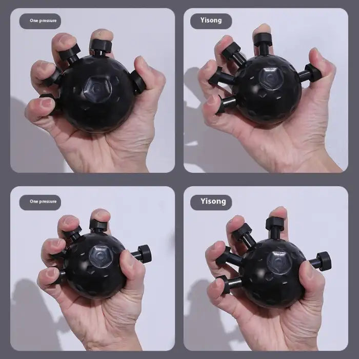  .Hand Strengthener in black shown during finger press grip reps for hand and forearm strength training