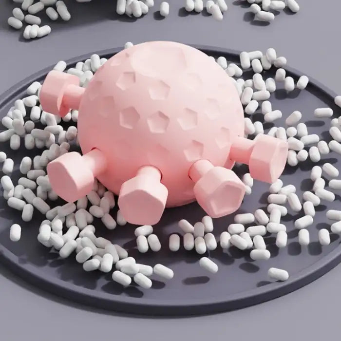 .Hand Strengthener pink model placed on table with capsules for styled wellness product display