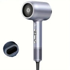 High Power Hair Dryer in metallic silver color with smooth air nozzle attachment