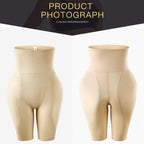 High waist shaping shorts front and back display highlighting compression fit and smooth curves.