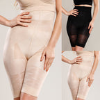 High waisted tummy control shorts shown from the front, smoothing from below the bust to mid-thigh