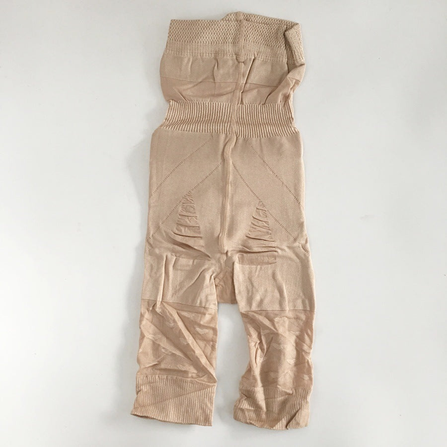 High waisted tummy control shorts in nude shown from the side, showing seamless compression fit