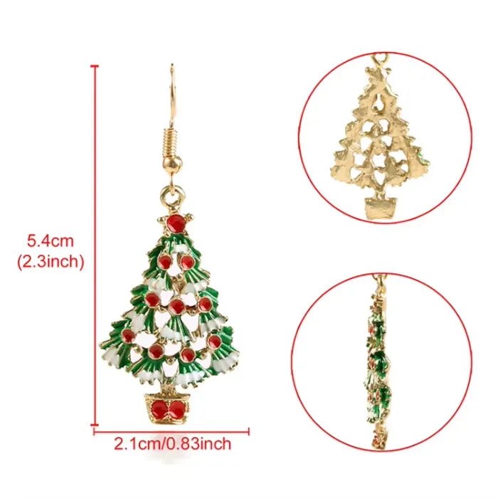 Holiday earrings Christmas tree size guide 54 x 21 mm enamel dangle