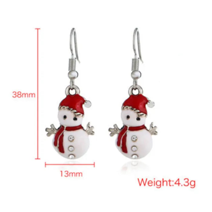 Holiday earrings snowman size guide 38 x 13 mm, weight 4.3 g