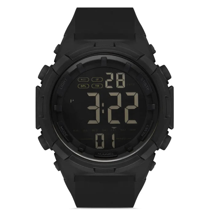 Hummel HM-2000MD1 tactical digital watch with stealth black design and military-grade features for outdoor enthusiasts.