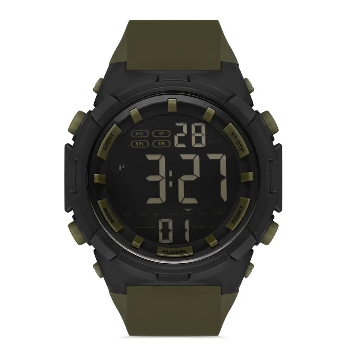 Hummel HM-2000MD3 tactical digital watch with olive green strap and black case for military-inspired performance.