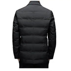 Insulated black blazer-style jacket displayed from the back, showing full panel and shoulder fit