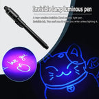 invisible ink pen with uv light in black with glowing blue ink demo
