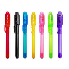 invisible ink pen with uv light set in multiple bright colors
