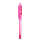 invisible ink pen with uv light in bright pink transparent casing