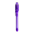 invisible ink pen with uv light in purple translucent plastic design