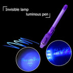 invisible ink pen with uv light demonstrating glowing hidden writing