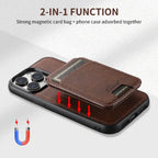 2-in-1 iPhone case with detachable magnetic card holder and strong magnetic attachment.