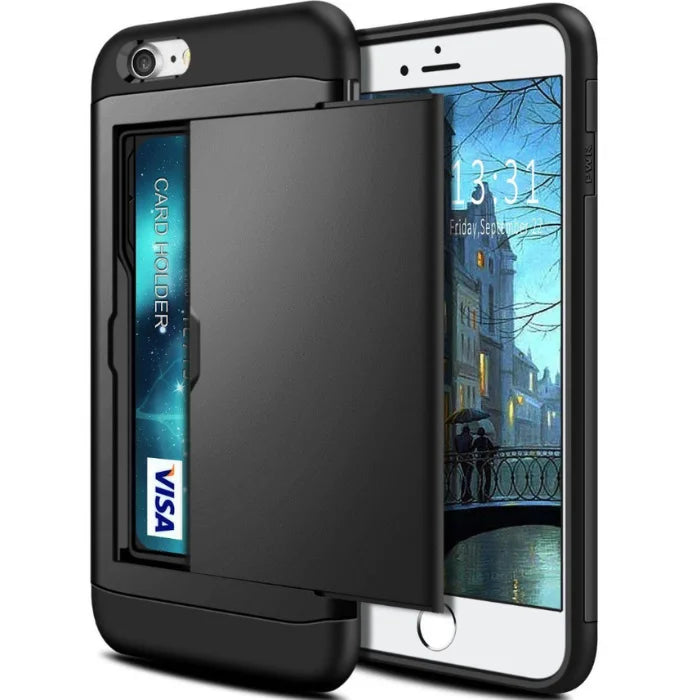 black iphone case with wallet protection all iphone models under $10