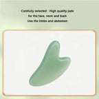 Jade roller gua sha stone for face, neck, back, limbs and abdomen with smooth green finish