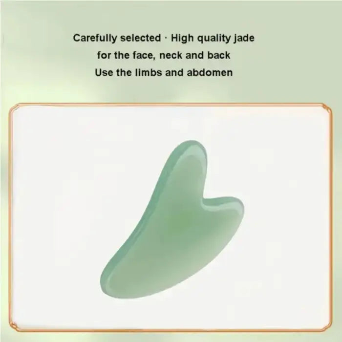 Jade roller gua sha stone for face, neck, back, limbs and abdomen with smooth green finish