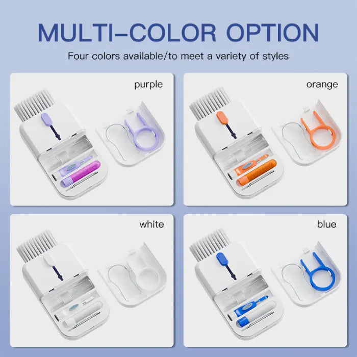 Keyboard Cleaning Kit shown in four color options including purple, orange, white, and blue