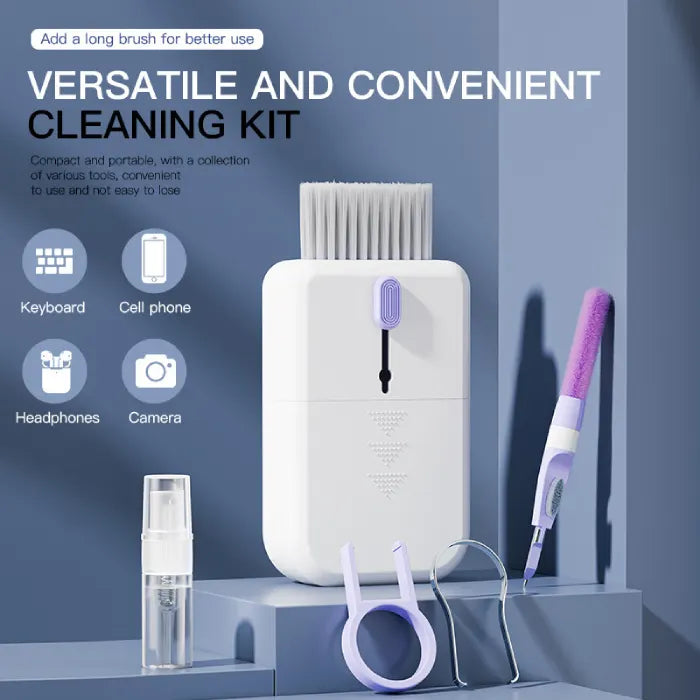 Keyboard Cleaning Kit with brush, cleaning pen, spray bottle and tools for devices