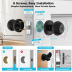 Keyless Fingerprint Smart Door Knob with door measurements, latch hole requirements, and compatibility details.