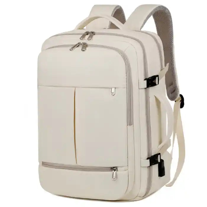  Large capacity, versatile cream stylish business laptop backpack with padded shoulder straps and buckles