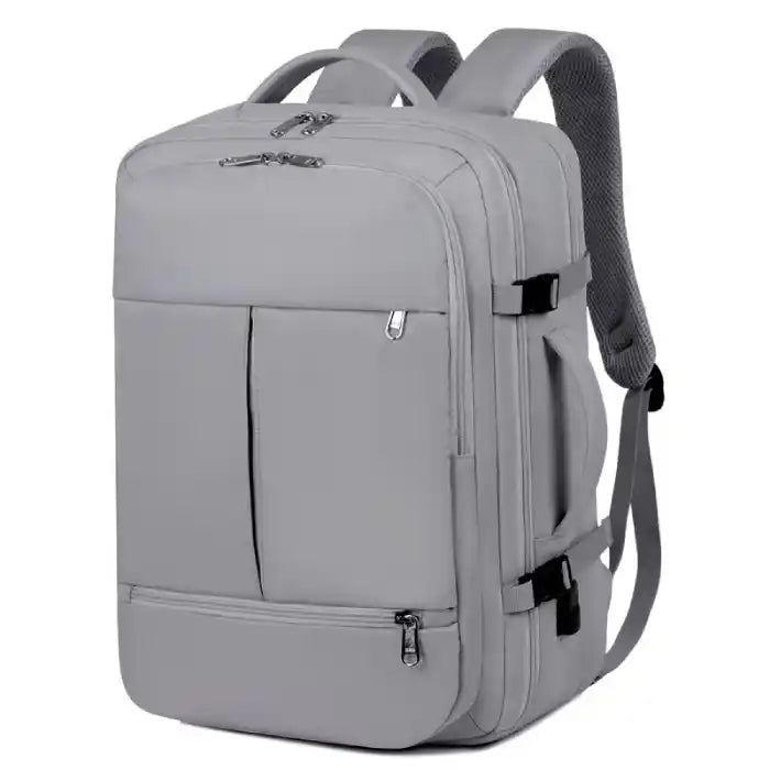 Large capacity, versatile gray stylish business laptop backpack with front pocket and side straps