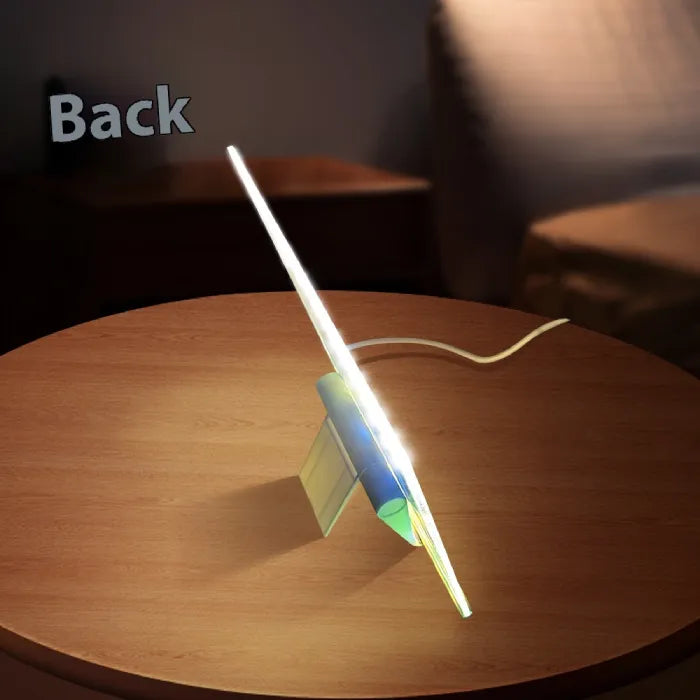 LED acrylic drawing board shown from the back with illuminated edge lighting and stable stand, highlighting a clear glow-art design surface.