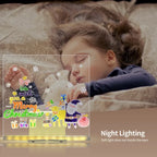 LED acrylic drawing board with glowing Merry Christmas design beside a sleeping child, offering soft night lighting that enhances holiday comfort.
