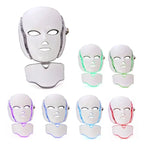 LED Beauty Mask set in seven light color variations including red, green, purple, and blue.