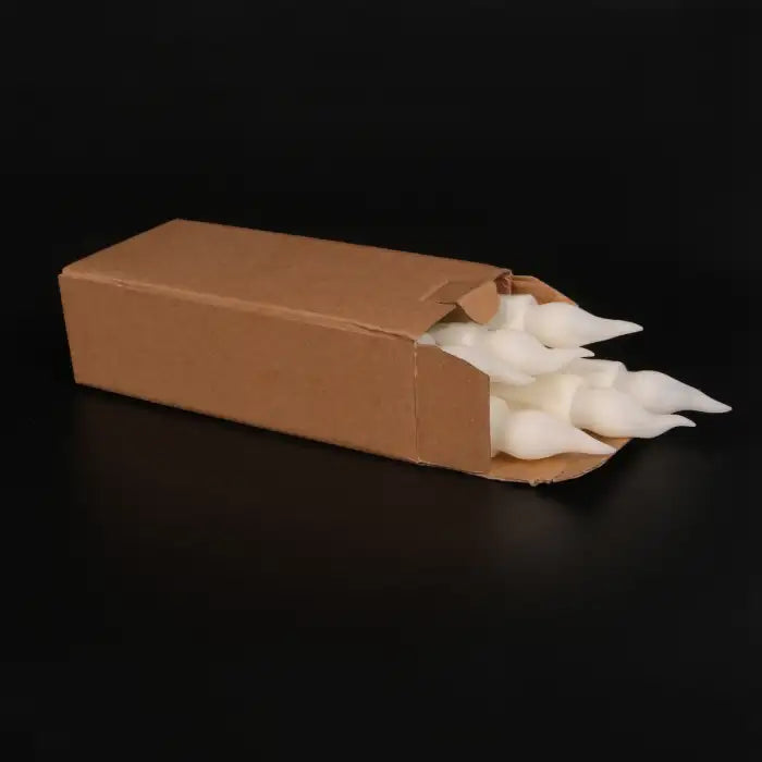 LED Halloween Candle Set shown in brown box packaging with visible white flameless candles.