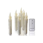 LED Halloween Candle Set with remote control and six flameless ivory taper candles.