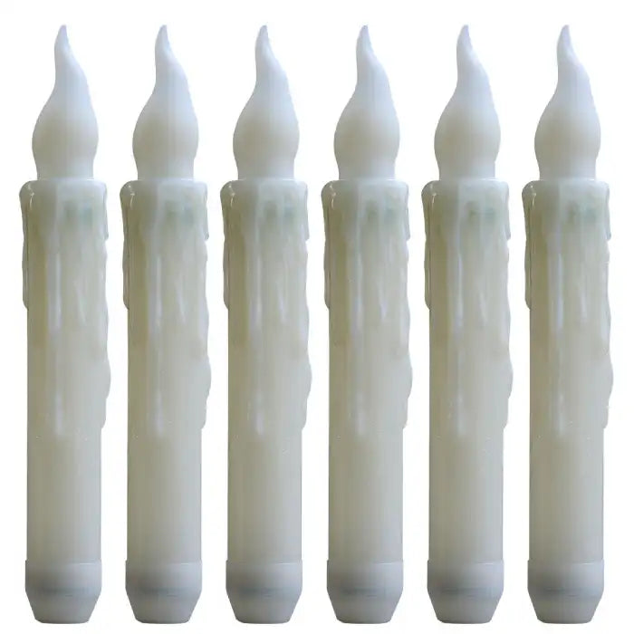 LED Halloween Candle Set showing six unlit taper candles with dripping wax design