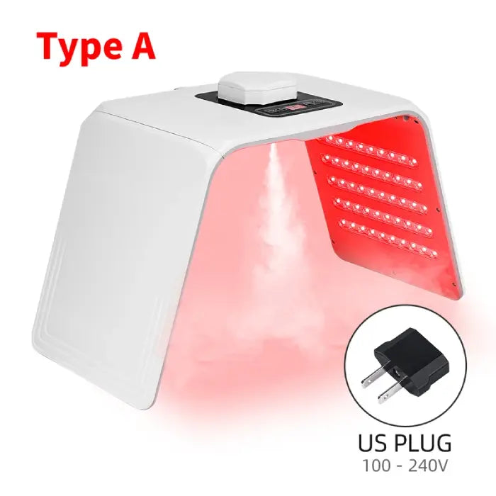 LED light therapy device type A emitting red light with visible spray function.