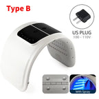 LED light therapy device type B with US plug and spray function displayed.