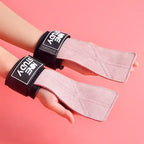 lifting straps pink strong reinforced stitching ends long strap laid across open hands

