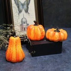 Light up pumpkin decorations set of three with glowing finish for autumn and Halloween decor