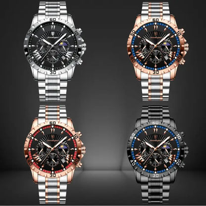 Luxury dive watch collection featuring four models with stainless steel bands, luminous hands, and bold designs in silver, rose gold, and black.