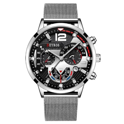 Luxurious modern watch in silver tone with a sporty feel, ideal for active lifestyles.