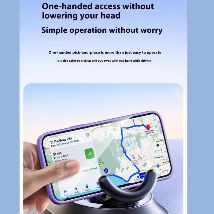 Magnetic Car Phone Holder allowing safe one-handed phone access and navigation while driving.