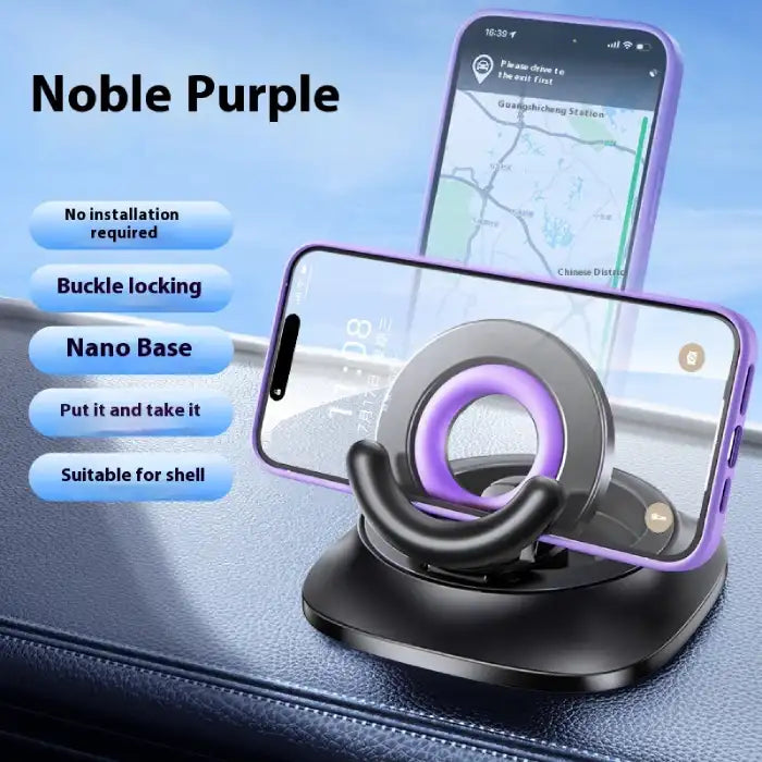  Magnetic Car Phone Holder with stable ring clamp and anti-sun design for firm phone support.