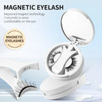 Magnetic eyelashes case with mirror and tweezers featuring advanced magnet technology for secure wear.