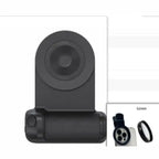 Multifunctional phone grip/stand with magnetic camera handle front view showing 52mm lens setup