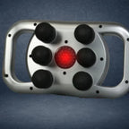Massage Gun six-head massager with center red light providing heated deep tissue stimulation for targeted muscle relief