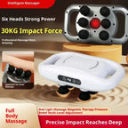 Massage Gun six-head device with strong impact force and red-light therapy designed for full-body deep pressure and muscle relaxation