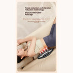 Massage Gun used while sitting and lying down, showing 16-head deep massage for easy hands-free back and leg relaxation