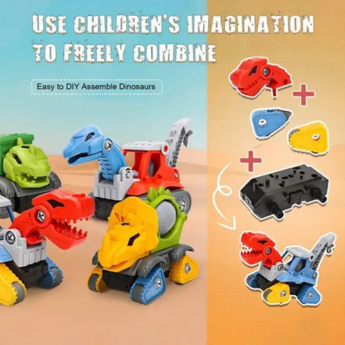 Mechanical Dinasour toys with modular parts allowing DIY combinations to boost children’s creativity.