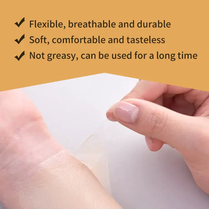 Professional scar concealer showing flexible, breathable, and long-lasting comfort benefits