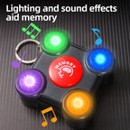Memory game toy with light and sound effects activated on colored buttons.