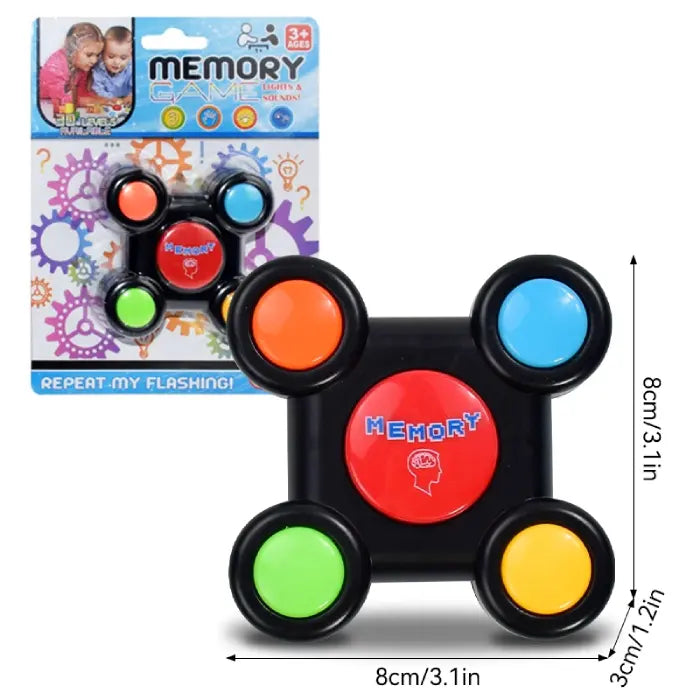 Memory game packaging displaying a controller with colorful buttons and age recommendations.