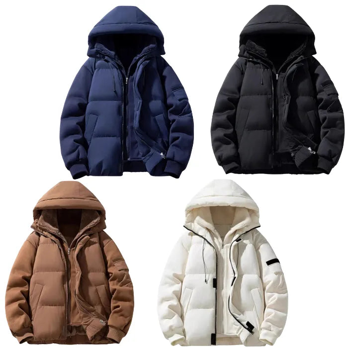 Mens Puffer Jacket: Warm Hooded & Fuzzy Lined Comfort - UrSuperMart